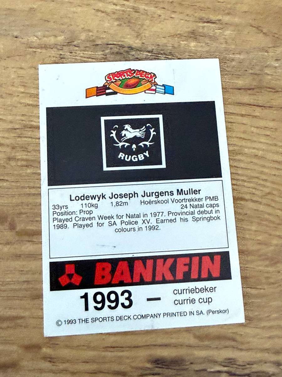 Rugby Card - Lood Muller 1993 Sports Deck Rugby Card