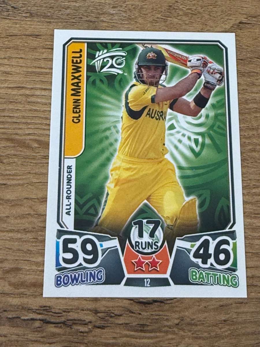 Cricket Card - Glenn Maxwell (Nr12) 2014 Topps ICC World Twenty20 Cricket Card