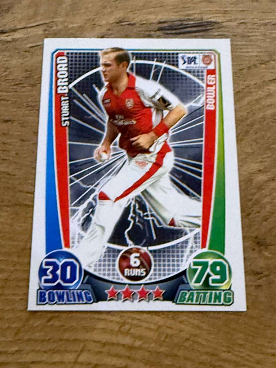 Cricket Card - Stuart Broad 2012 Topps Cricket Attax DLF IPL Cricket Card