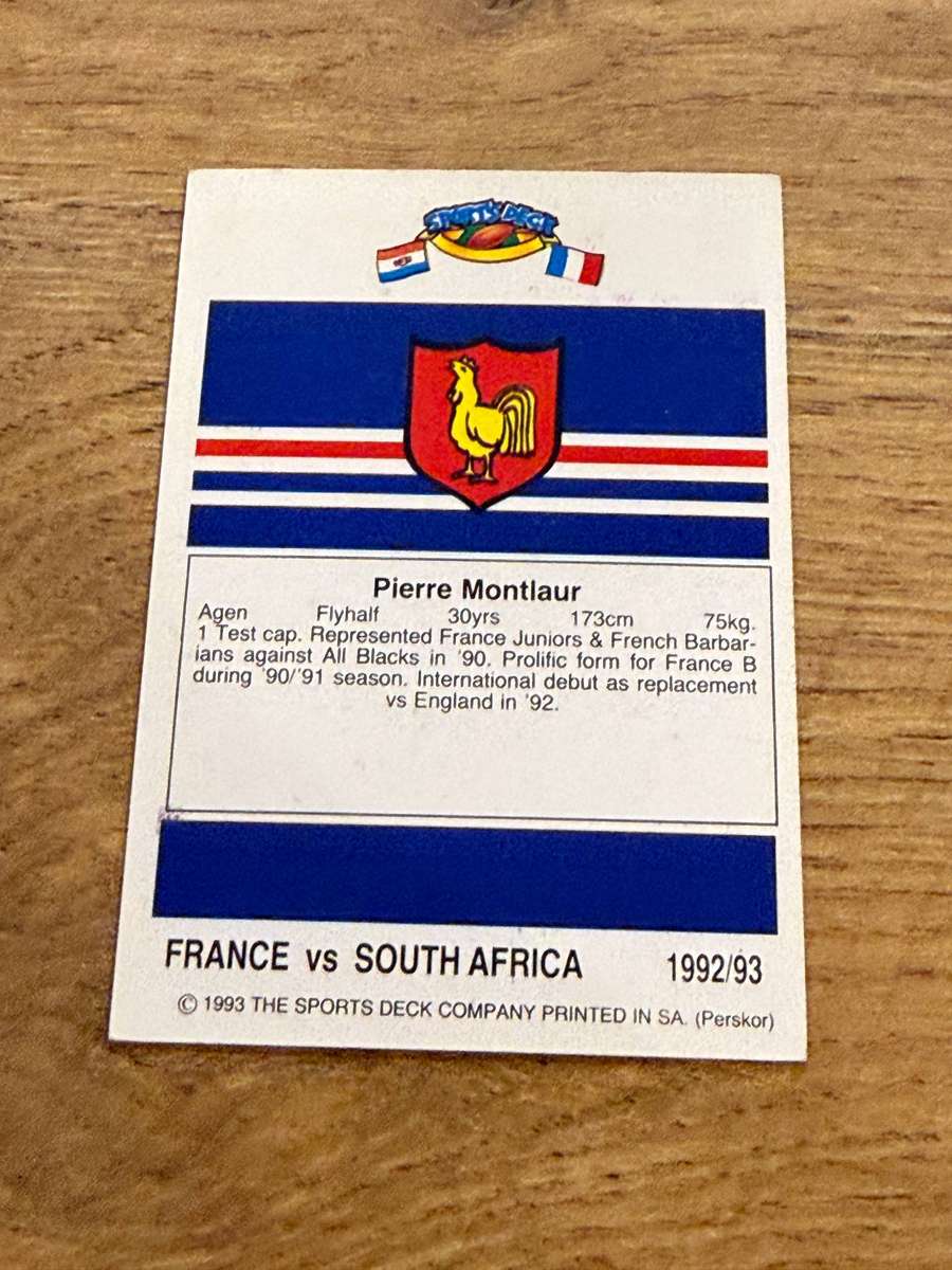 Rugby Card - Pierre Montlaur 1993 Sports Deck Rugby Card