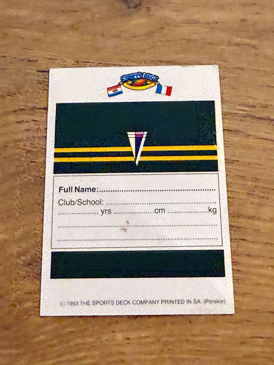 Rugby Card - Personal Card 1993 Sports Deck Rugby Card