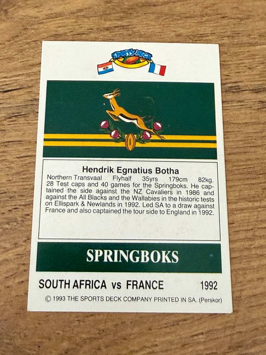 Rugby Card - Naas Botha 1993 Sports Deck Rugby Card