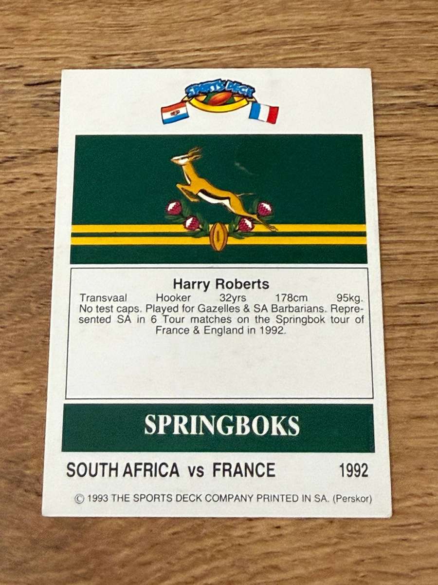 Rugby Card - Harry Roberts 1993 Sports Deck Rugby Card