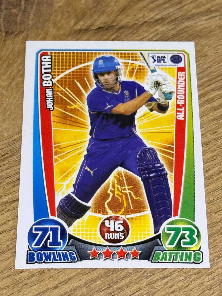 Cricket Card - Johan Botha 2012 Topps Cricket Attax DLF IPL Cricket Card