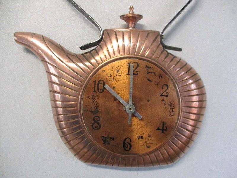 The Old Faithful....This Characterful Vintage Wall Hanging Cast Iron Copper Kettle Clock