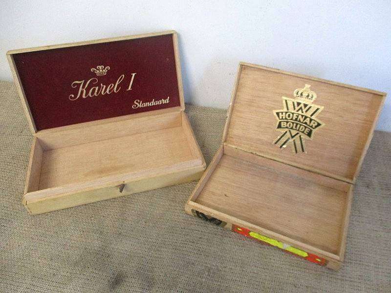 Vintage Hofnar Bolide, Karel 1 Standaard, 2 Serengeti Empty Cigar Boxes And 1x Upmann Cigar & Cutter