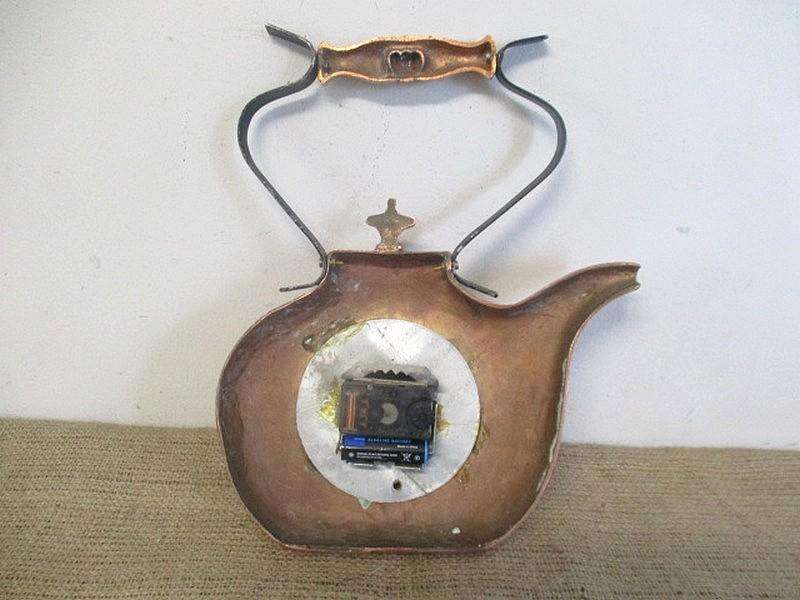 The Old Faithful....This Characterful Vintage Wall Hanging Cast Iron Copper Kettle Clock