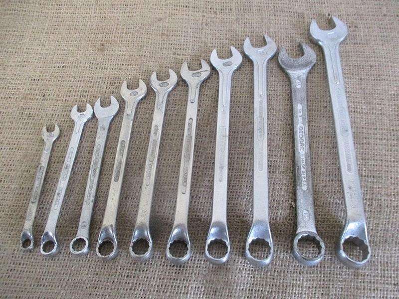 Nice Set Of Ten Gedore No. 1B SA & No 7 Combination Spanners