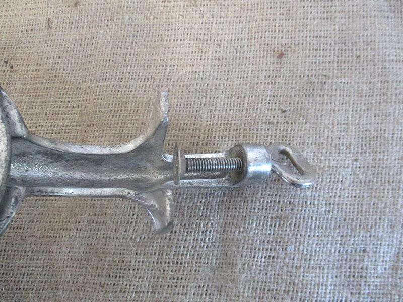 The Genuine McCoy.....This Sturdy Rare Vintage Jupiter Twin Feeder Cast Iron Table Mount Bean Slicer