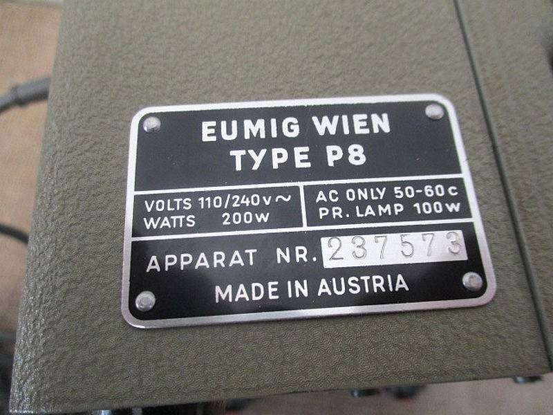 Vintage Eumig P8 Projector With Two Full Reels In Original Box                       Austria