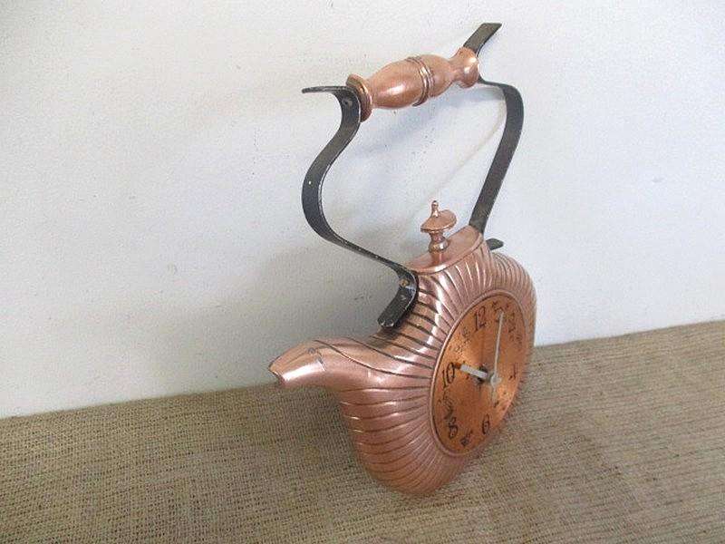 The Old Faithful....This Characterful Vintage Wall Hanging Cast Iron Copper Kettle Clock