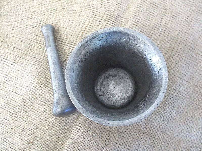 Lovely Large Vintage Cast Iron Mortar And Pestle