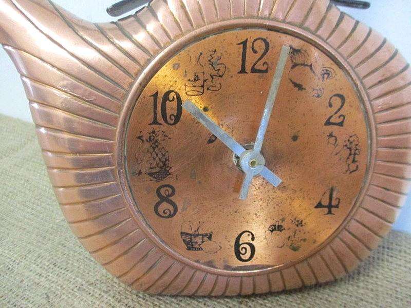 The Old Faithful....This Characterful Vintage Wall Hanging Cast Iron Copper Kettle Clock