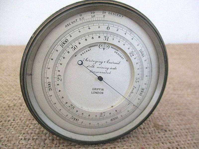 Very Interesting Vintage Griffon London Surveying Aneroid With Mining Scale Compensated Barometer