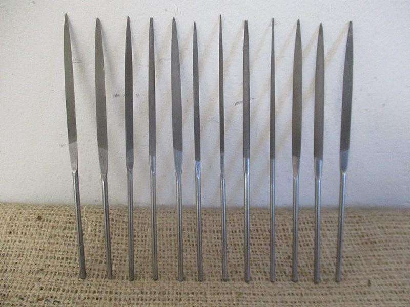 Nice Vintage Set Of 12 Assorted 5 1/2 inch T 060 Round Handle Precision Needle Files     Switzerland