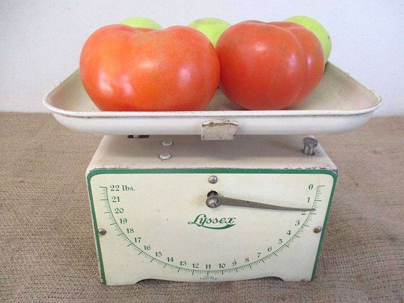 Beautiful Vintage Metal Lyssex 22lb Kitchen Scale             Swiss Made
