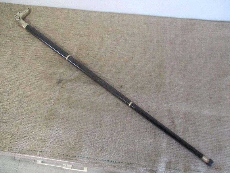 An Awesome Sturdy Vintage Solid Brass Greyhound Head Handle Three Fold Walking Stick