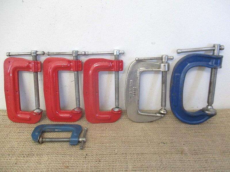 Six Handy G-Clamps : 1x Record & 1x Record Junior 3 inch And 3x Somex 75mm & 1x Somax 2 inch