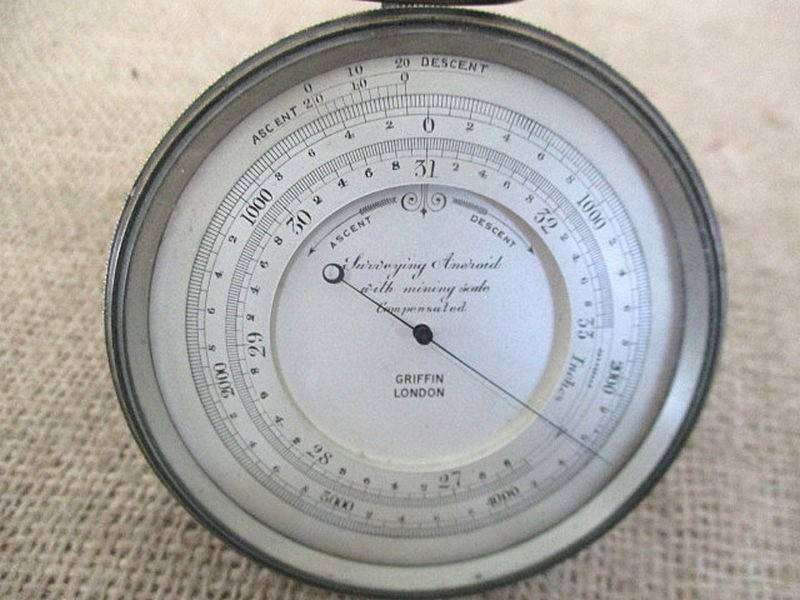 Very Interesting Vintage Griffon London Surveying Aneroid With Mining Scale Compensated Barometer
