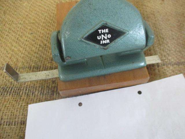 Beautiful Vintage Heavy Duty The Uno Jnr Two Hole Cast Iron Paper Punch