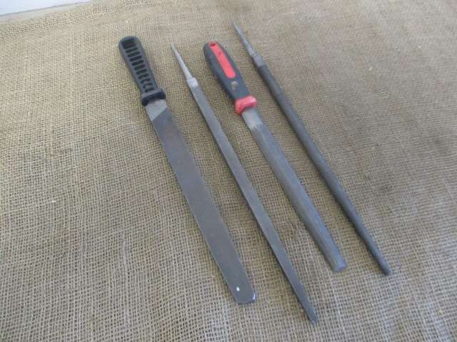 Good Selection Of Four Handy Iron Files Consisting Of Flat/ Round/ Halfround/ Square