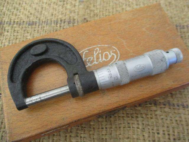 Nice Vintage Helios 0 - 1" Micrometer In Original Wooden Box     Germany