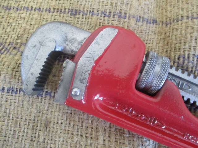 Beautiful Old Rigid 14 inch Heavy Duty Adjustable Pipe Wrench By The Rigid Tool Co. Elyria Ohio USA