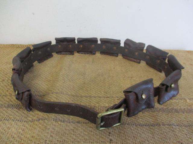 Stunning Vintage WW1 /WW2/ Boer War Twelve Pouch Ammunition Leather Belt