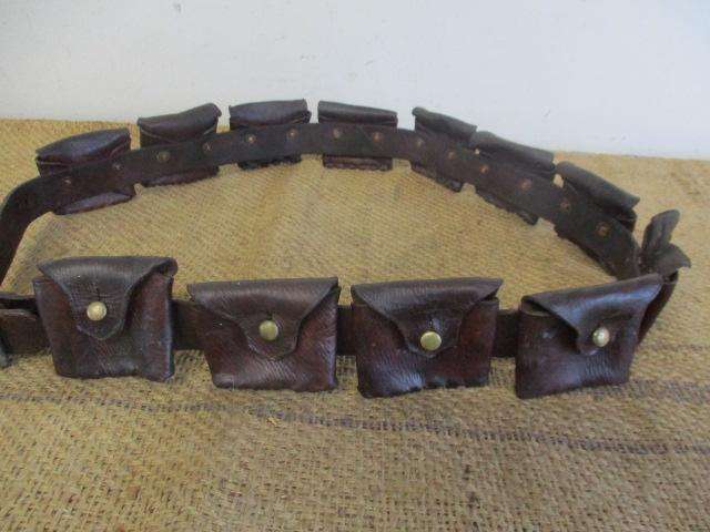 Stunning Vintage WW1 /WW2/ Boer War Twelve Pouch Ammunition Leather Belt
