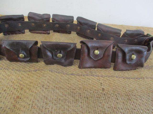 Stunning Vintage WW1 /WW2/ Boer War Twelve Pouch Ammunition Leather Belt