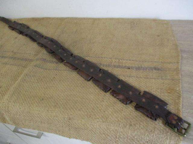Stunning Vintage WW1 /WW2/ Boer War Twelve Pouch Ammunition Leather Belt