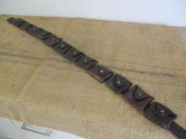 Stunning Vintage WW1 /WW2/ Boer War Twelve Pouch Ammunition Leather Belt