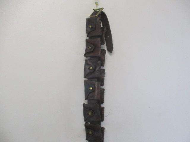 Stunning Vintage WW1 /WW2/ Boer War Twelve Pouch Ammunition Leather Belt