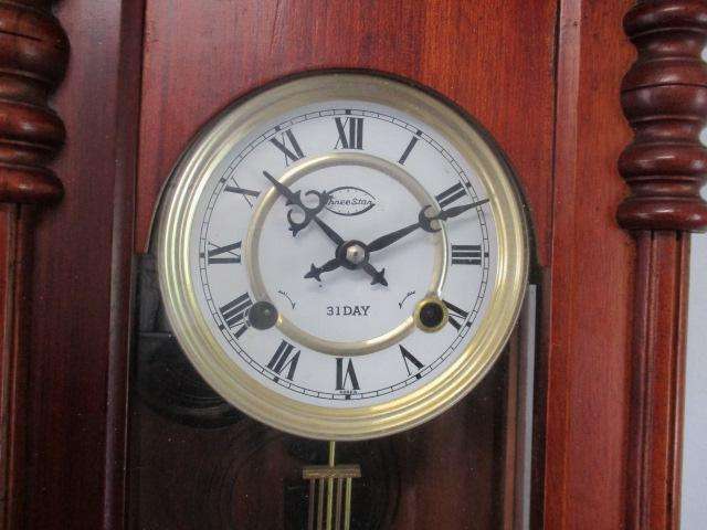 Lovely Vintage Three Stan 31 Day Wooden Wall Clock               Made In Korea