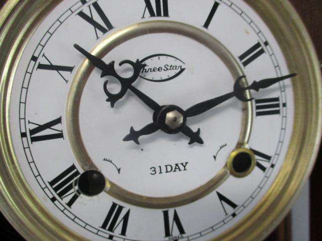 Lovely Vintage Three Stan 31 Day Wooden Wall Clock               Made In Korea
