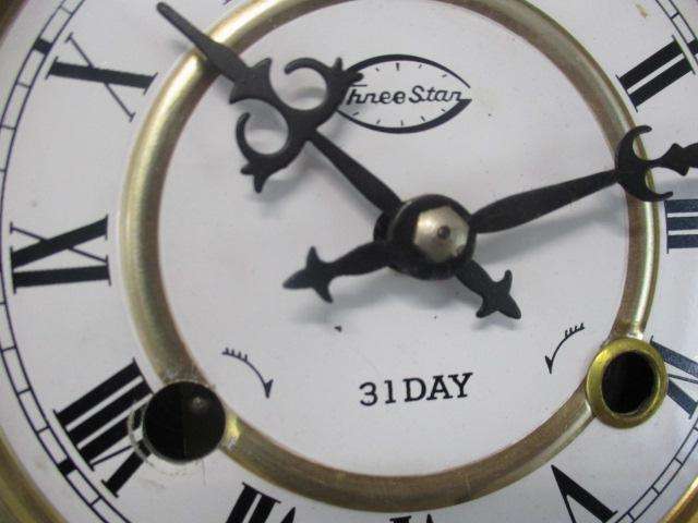 Lovely Vintage Three Stan 31 Day Wooden Wall Clock               Made In Korea