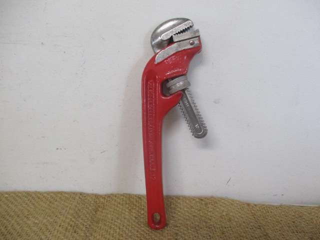 Vintage Rigid E 12 inch Heavy Duty Adjustable Pipe Wrench By The Rigid Tool Co. Elyria Ohio USA