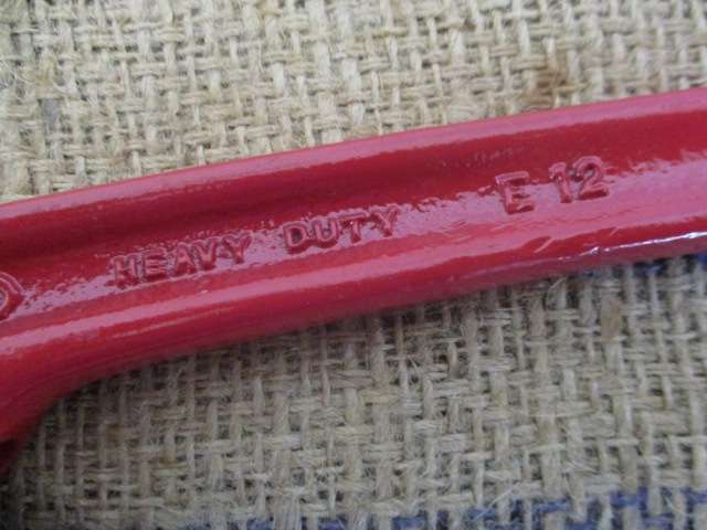 Vintage Rigid E 12 inch Heavy Duty Adjustable Pipe Wrench By The Rigid Tool Co. Elyria Ohio USA