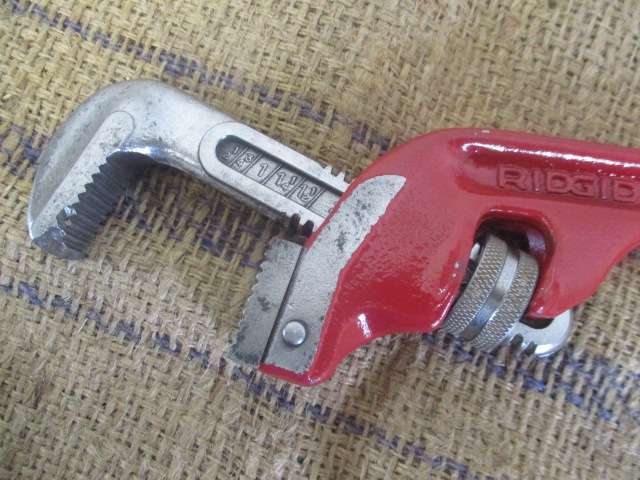 Vintage Rigid E 12 inch Heavy Duty Adjustable Pipe Wrench By The Rigid Tool Co. Elyria Ohio USA