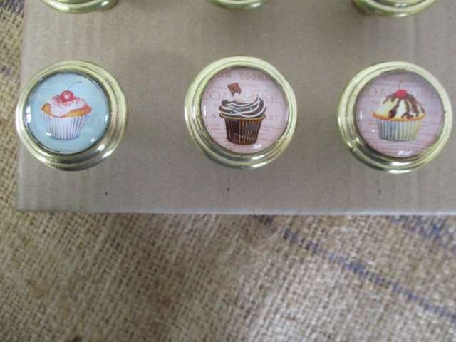 Six Cute Vintage Brass/Glass Drawer Knobs