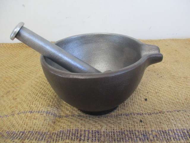 Lovely Large Cast Iron Mortar And Pestle