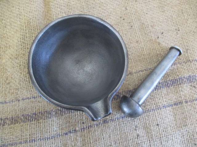 Lovely Large Cast Iron Mortar And Pestle