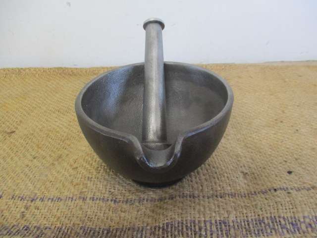 Lovely Large Cast Iron Mortar And Pestle