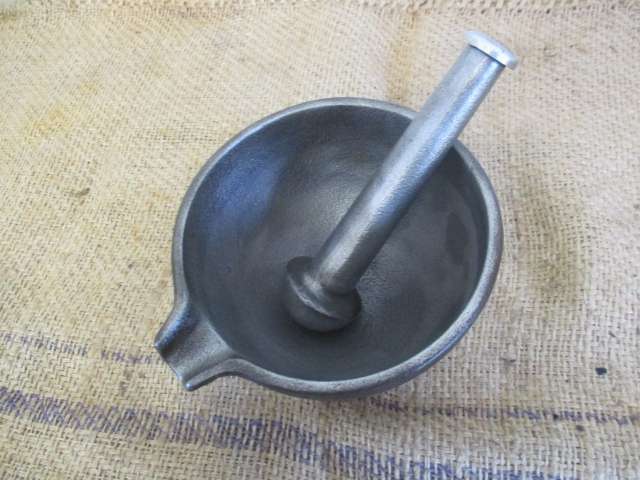 Lovely Large Cast Iron Mortar And Pestle
