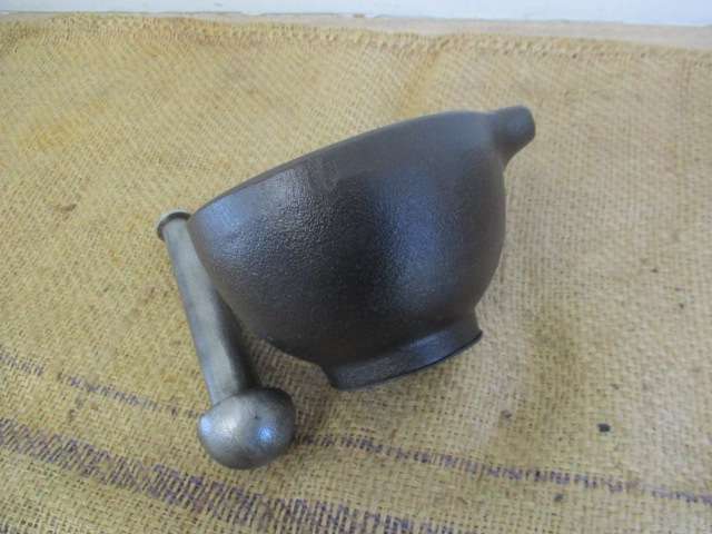 Lovely Large Cast Iron Mortar And Pestle