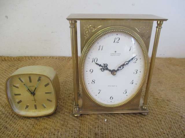 Two Gorgeous Vintage Brass Battery Operated Clocks : Swiza Quartz & Junghans Electronic ATO-MAT  S