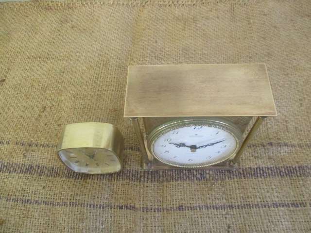 Two Gorgeous Vintage Brass Battery Operated Clocks : Swiza Quartz & Junghans Electronic ATO-MAT  S