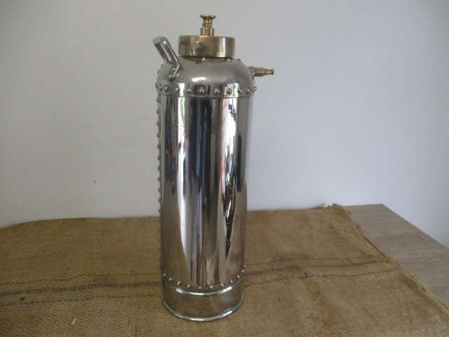 One Of A Kind And A Real Eye Catcher......This Unique Vintage Chrome Fire Extinguisher