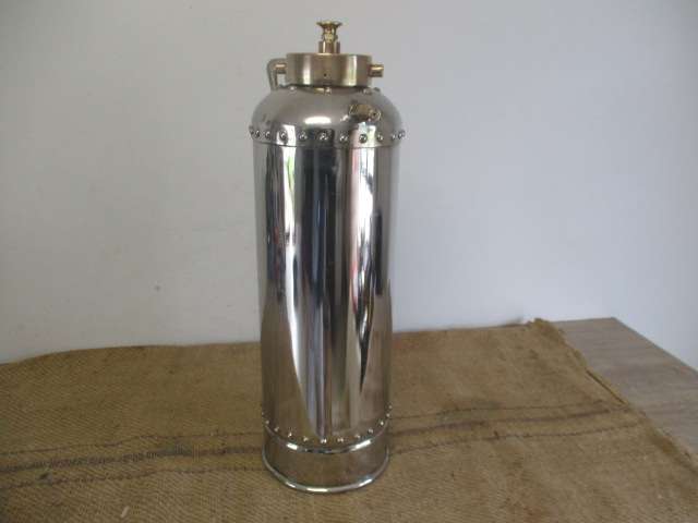 One Of A Kind And A Real Eye Catcher......This Unique Vintage Chrome Fire Extinguisher