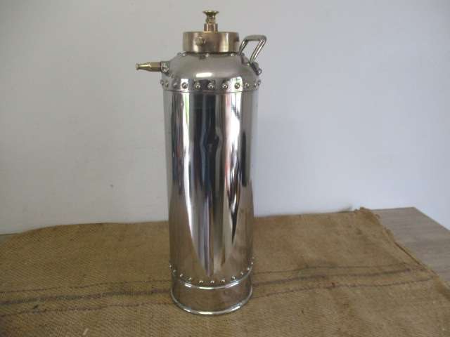 One Of A Kind And A Real Eye Catcher......This Unique Vintage Chrome Fire Extinguisher